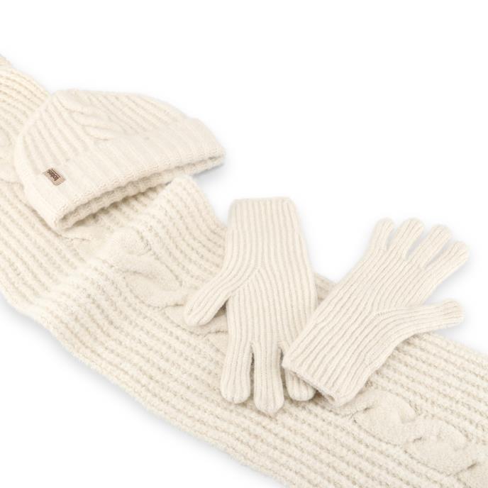 totes toasties® Ladies Chunky Brushed Rib Knit Hat Scarf & Glove Set Cream Extra Image 6